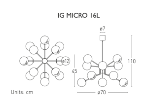 Technische Zeichnung_Lumen Center Italia_ Iceglobe Micro 16L Pendelleuchte